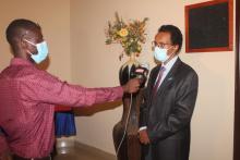 WHO Representative, Dr. Desta Tiruneh, granting interview to the national television on the PB 2022 -2023