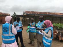 Some members of the SSP technical team on the field conducting sanitation assessment.