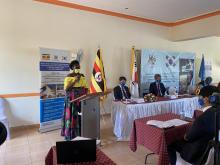 Hon Margaret makes her remarks at the launch of the project in Kamuli District   