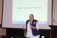 Dr Belinda Herring, WHO Laboratory Expert delivering a presentation on a Global Influenza Program