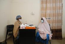 Hajara M.A Receiving Medication at Herwa Peace PHC