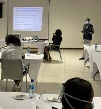 WHO Namibia STOP Polio Consultant, Mr. Mark Danso, sensitizing health workers on stool sample collection procedures