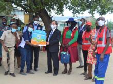 HE Hideaki Harada, Ambassador of the Government of Japan to Namibia and Dr Charles Sagoe-Moses, WHO Representative during a field mission Outapi, Omusati region, one the regions affected by the just ended HEV outbreak in 2021