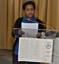 Dr. Assefash Zehaie, ATM Officer at WCO delivering a speech at the event