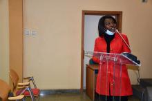 Dr Elizabeth Mgamb-Country Preparedness and IHR focal person making a presentation