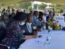 WHO Country Representative Dr Namboze (front plan) with other keynote guests at the SADC Healthy Lifestyle Day Commemoration, Gaborone, 25 February 2022