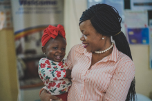 Osas Onaghinon and her 15 months’ daughter after receiving the measles vaccine