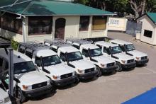 The fleet of 8 vehicles as part of the WHO EPR Project at WCO premises