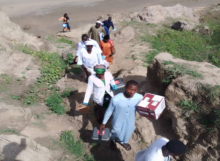 Integrated Vaccination team going to a hard to reach are in Gombe State