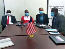 Dr. Peter Clement-WR, Liberia, Health Minister Dr. Jallah and NPHIL Director General at the press conference for the declaration of Monkeypox in Liberia