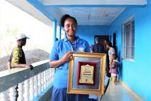 Ms Keah Karneh WHO Cordinator in Grand Bassa awarded for her outstanding performance through the exercise
