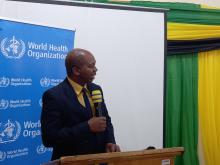 Regional Commissioner of Rukwa Region giving remarks during launching of the vaccine champion campaign