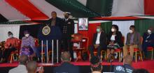 President Kenyatta  with DG Dr Tedros, RD Dr Moeti and other dignitaries at the launching ceremony