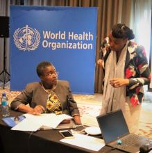 Ms Nancy  Okwengu and Dr Susan Nyawade from WHO AFRO during the Infodemic Management Training 