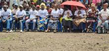 Une vue partielle de la foule venue assister au lancement officiel par les autorités de la campagne de vaccination orale contre le choléra au site de Kanyaruchinya, dans la zone de santé de Nyiragongo, au Nord-Kivu
