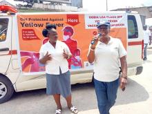 Community awareness team raising awareness about the vaccination exercise in Bayelsa State