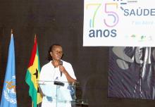 WHO representative Dr. Françoise Bigirimana presenting her speech during the celebration