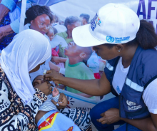 Children receiving vaccines during Africa Vaccination Week celebration in Osun State