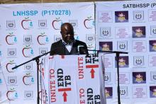 WHO Country Representative to Lesotho giving his remarks during the launch of Integrated Health Service Programme in Thaba Tseka District, Lesotho
