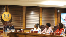 H.E. Dr Mokgweetsi Eric Keabetswe Masisi meets with the WHO Regional Director for Africa Dr Matshidiso Moeti, WHO Botswana Representative Dr Josephine Namboze, and Permanent Secretary of the Ministry of Health Grace Muzila