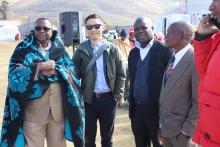 WHO Country Representative, Dr. Richard Banda,(2nd right) flanked by the World Bank representatives 