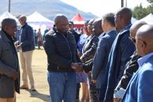 The Prime Minister of Lesotho, Right Honourable Sam Matekane exchanging pleasantries with the WHO Country Representatives to Lesotho, Dr. Richard Banda