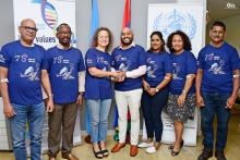 His Excellency, Mr  Satrajit Sardar, Deputy Chief of Mission of the US Embassy in Mauritius and team participating in the Blood Donation Day on 16 June 2023 at WHO Mauritius