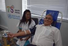 Blood drive at WHO Mauritius to mark WHO 75th Anniversary - 16 June 2023
