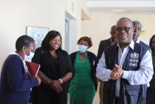 The WHO Representative a.i., Professor Jean-Marie Dangou and and MoHCC Director for Epidemiology and Disease Control, Dr. Rudo Chikodzore at Mpilo Hospital in Bulawayo