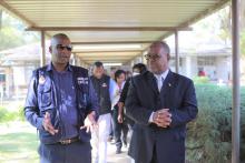 The WHO Representative a.i., Professor Jean-Marie Dangou at City of Harare Health Director Dr P Chonzi at  BRIDH Cholera Treatment Centre 