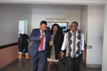  The WHO Representative a.i., Professor Jean-Marie Dangou, MoHCC Director for Epidemiology and Disease Control, Dr. Rudo Chikodzore and Chief Medical Officer Dr Christopher Pasi at Sally Mugabe Hospital 