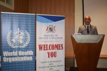 Dr Hon K. K. Jagutpal, Health Minister addressing the participants during the validation of the National Action Plan for Health Security - April 2023