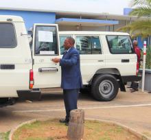 Minister Shangula inspecting one of the vehicles 