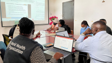 Ministry of Health and WHO conduct training for independent monitors at Tutume Primary Hospital on how to use ODK Collect, a mobile app used to collect data, ahead of the national polio supplementary vaccination campaign.