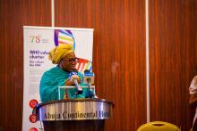 Dr Salma Anas-Ibrahim, the Special Adviser, Health to President Bola Tinubu giving her speech during the workshop
