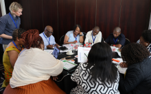 A snapshot of participants working in groups with the aim of creating a joint Road Map addressing sector-specific gaps and establishing a One Health Framework Joint Plan of Action for South Africa.