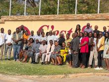 WHO AFRO Technical Officer for Tobacco Control, Dr William Onzivu with participants from the tobacco control training in Otjiwarongo 