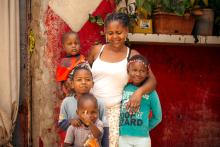 Mother and children after vaccination