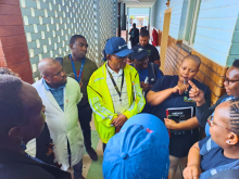 Field visit to Musina hospital. In the picture are WHO EPR team, national and provincial counterparts and hospital officials