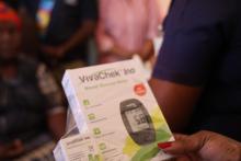 Glucometer given to community members during home visits.