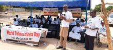 Mr. Momodou Gassama, the Health Promotions Officer for WHO Gambia speaks during the World TB Day celebrations