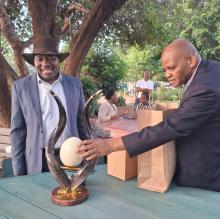Mr Wilfred, pictured with Mr. Moagi Gaborone