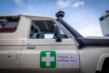 One of 14 fully equipped ambulances handed over by WHO to the Government of Kenya, valued at US$ 2.3 million, State House, Nairobi, 19 November 2024.