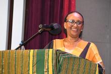 La Représentante de l'OMS Comores pendant son discours, Dr Nkurunziza Triphonie