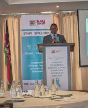 Zr Boston Zimba during the launch of the National Cervical Cancer Elimination Action Plan 2026–2030