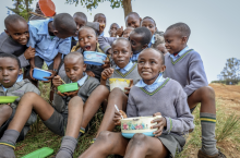 Children eating lunch, Kenya