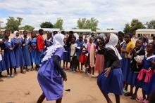 Happily vaccinated, the girls dance assured they are protected from polio