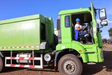 Minister of Health and Sanitation Madalitso Baloyi leads into demonstrated use of the donated vehicles