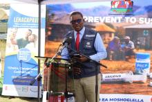 WHO Representative to Lesotho, Dr Innocent Nuwagira giving his remarks at the launch of Lenacapavir in Butha-Buthe district