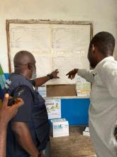 Dr Olu visits a health facility in Grand Cape Mount County.